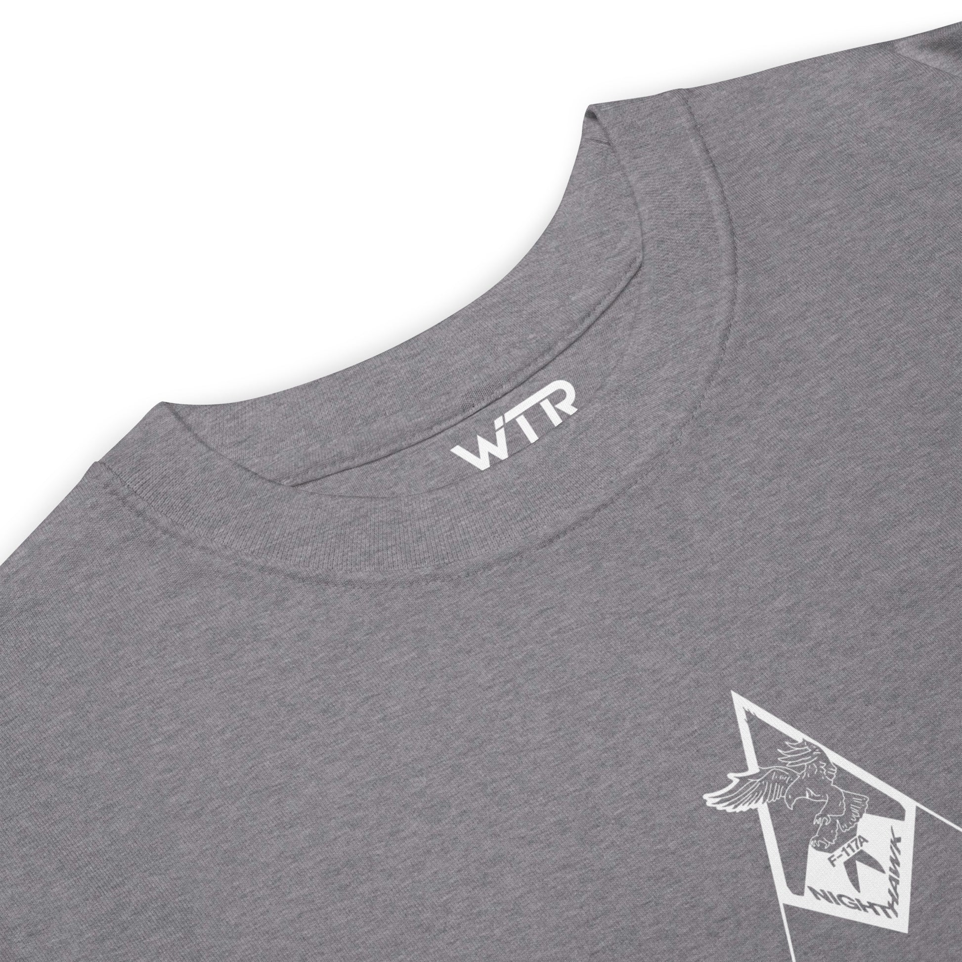 LOCKHEED MARTIN SKUNK WORKS F-117 NIGHTHAWK — hand-drawn ATTACK AIRCRAFT artwork printed on heavyweight T-shirt.