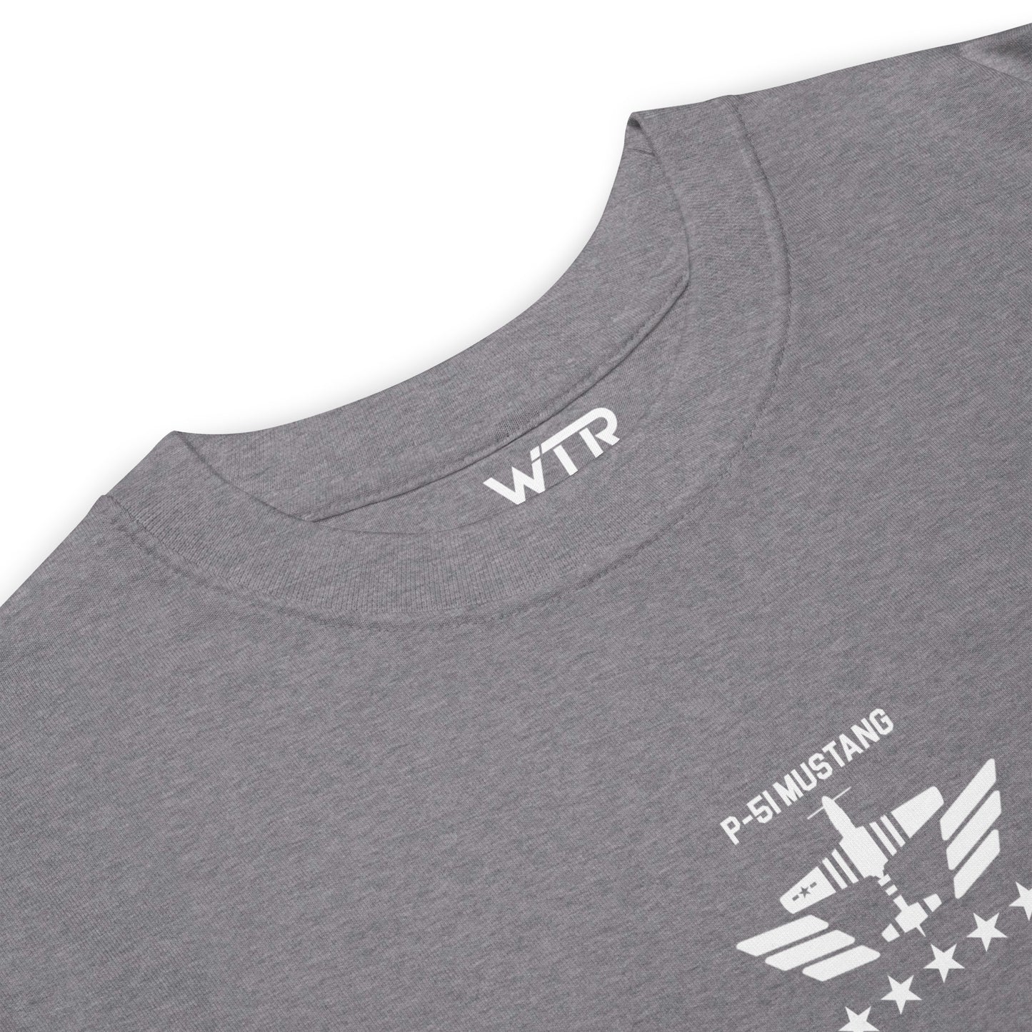 North American P-51D Mustang Hand-Drawn Carbon Grey T-Shirt