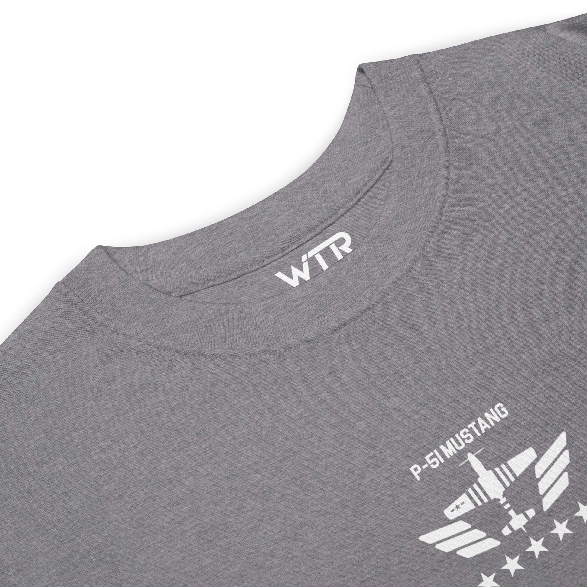 North American P-51D Mustang Hand-Drawn Carbon Grey T-Shirt