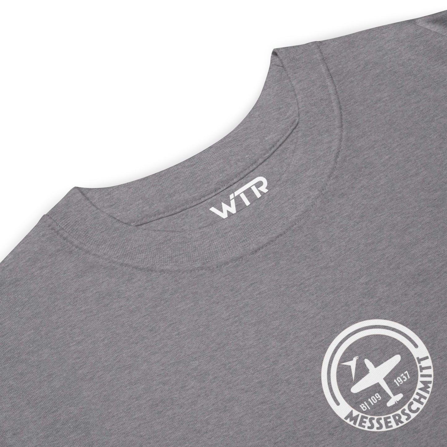 MESSERSCHMITT BF-109 — hand-drawn WWII FIGHTER artwork printed on heavyweight T-shirt.