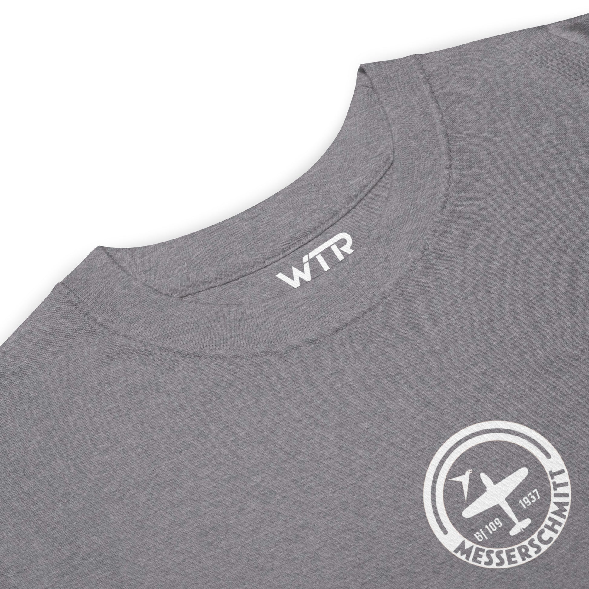 MESSERSCHMITT BF-109 — hand-drawn WWII FIGHTER artwork printed on heavyweight T-shirt.