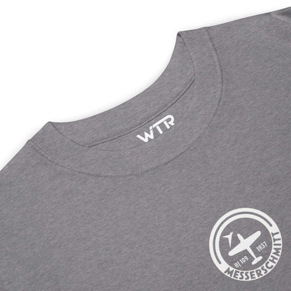 MESSERSCHMITT BF-109 — hand-drawn WWII FIGHTER artwork printed on heavyweight T-shirt.