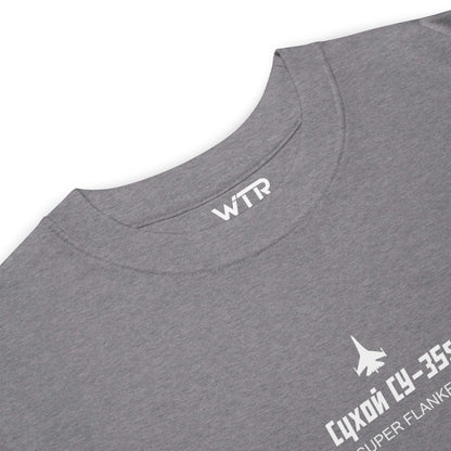 SUKHOI SU-35S SUPER FLANKER — hand-drawn artwork printed on heavyweight T-shirt.