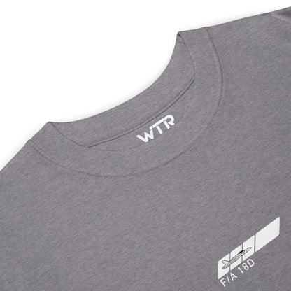 MCDONNELL DOUGLAS F/A-18D HORNET — hand-drawn schematic artwork printed on heavyweight T-shirt.