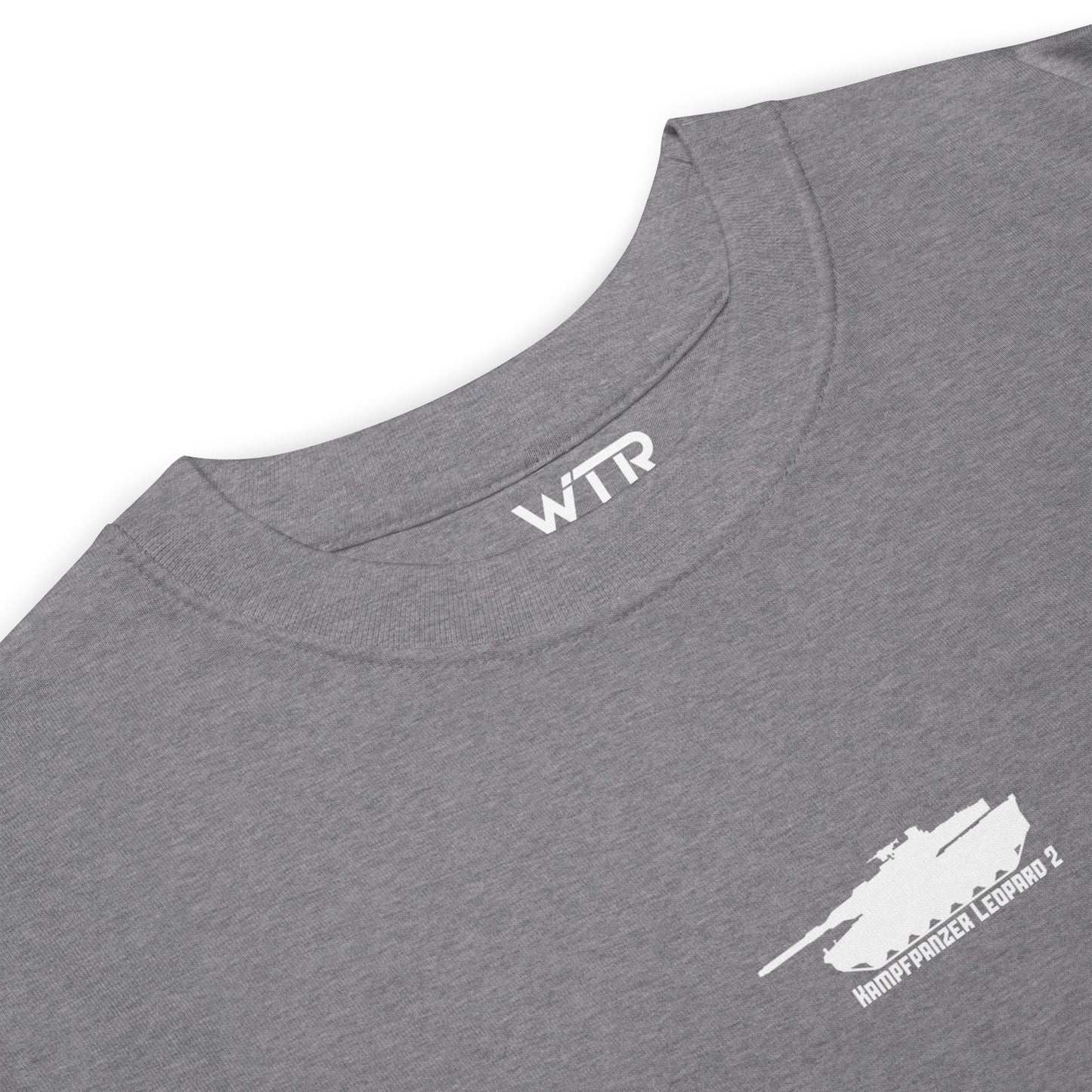 KRAUSS-MAFFEI LEOPARD 2 A7V TANK — hand-drawn artwork printed on heavyweight T-shirt.