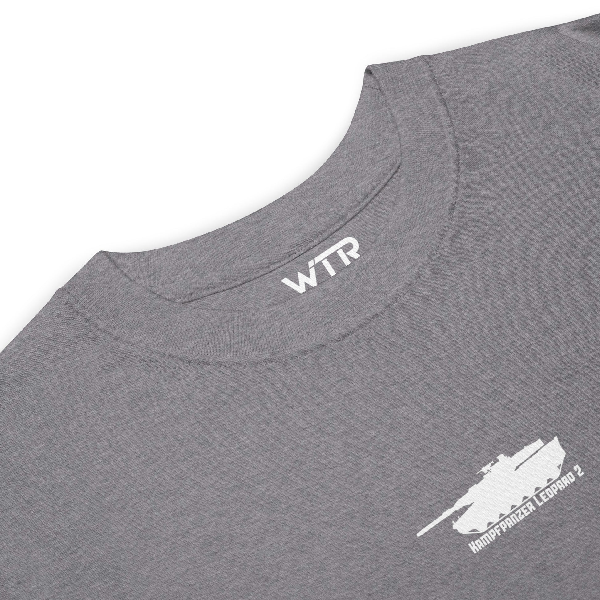 KRAUSS-MAFFEI LEOPARD 2 A7V TANK — hand-drawn artwork printed on heavyweight T-shirt.