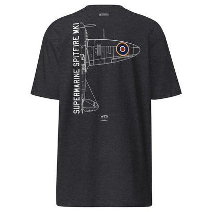 Supermarine Spitfire Mk1 Hand-Drawn Charcoal T-Shirt
