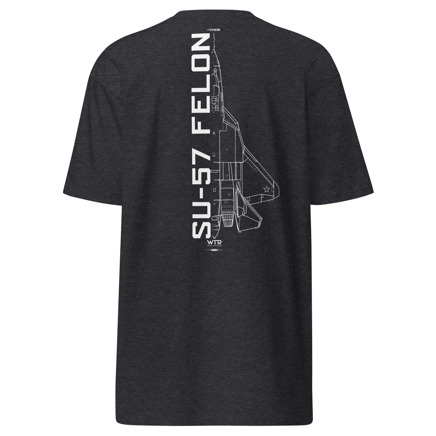 Sukhoi SU-57 T-50 Felon Hand-Drawn White T-Shirt