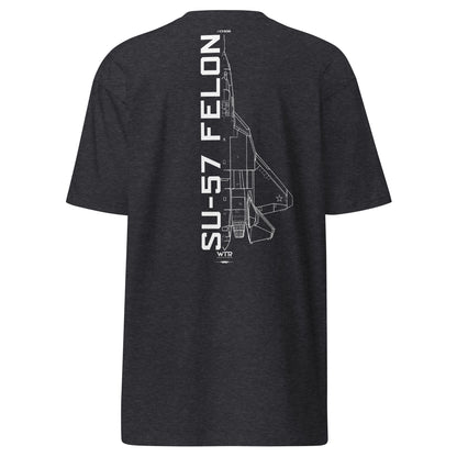 Sukhoi SU-57 T-50 Felon Hand-Drawn White T-Shirt