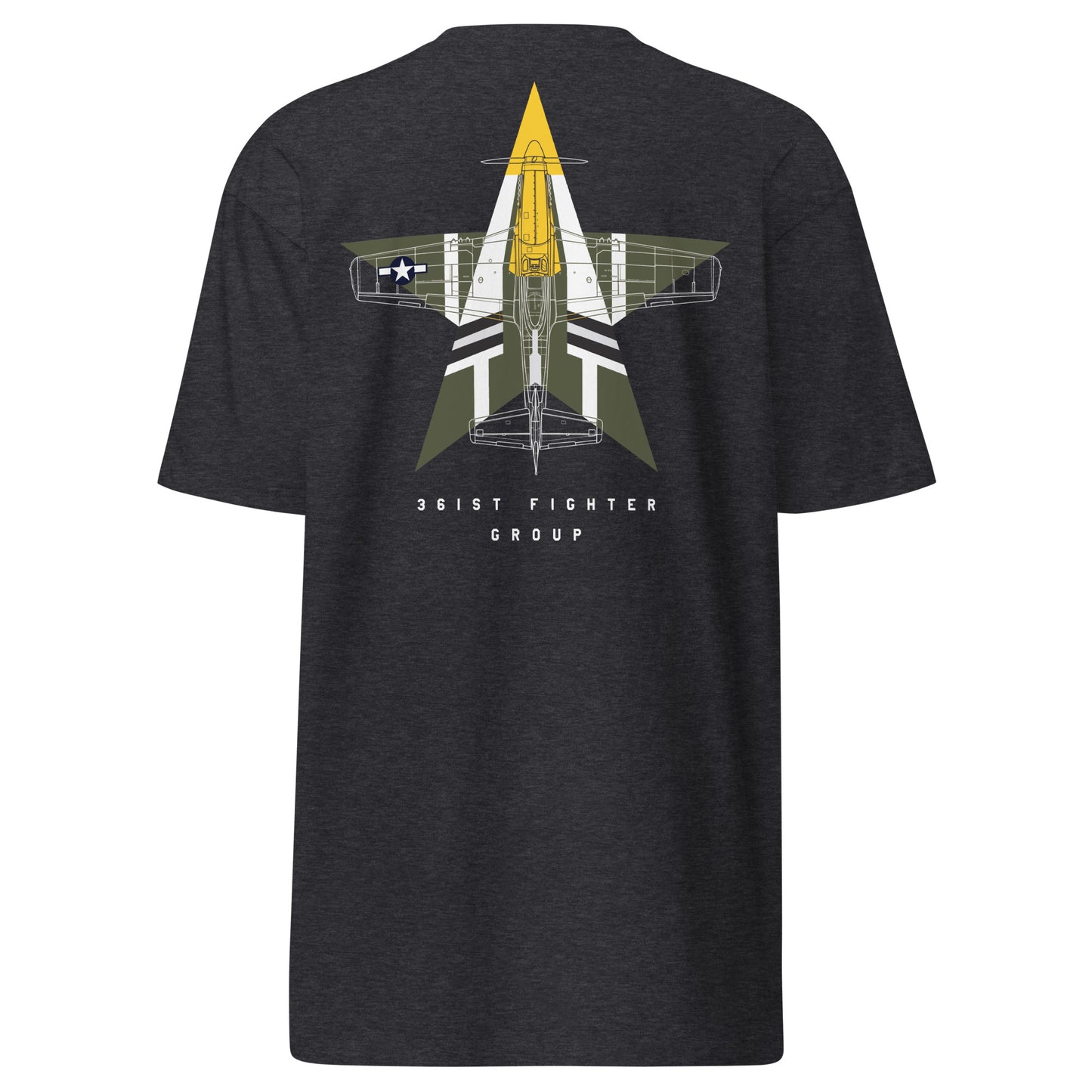 NORTH AMERICAN P-51D MUSTANG - 'FEROCIOUS FRANKIE' — hand-drawn artwork printed on premium T-shirt.