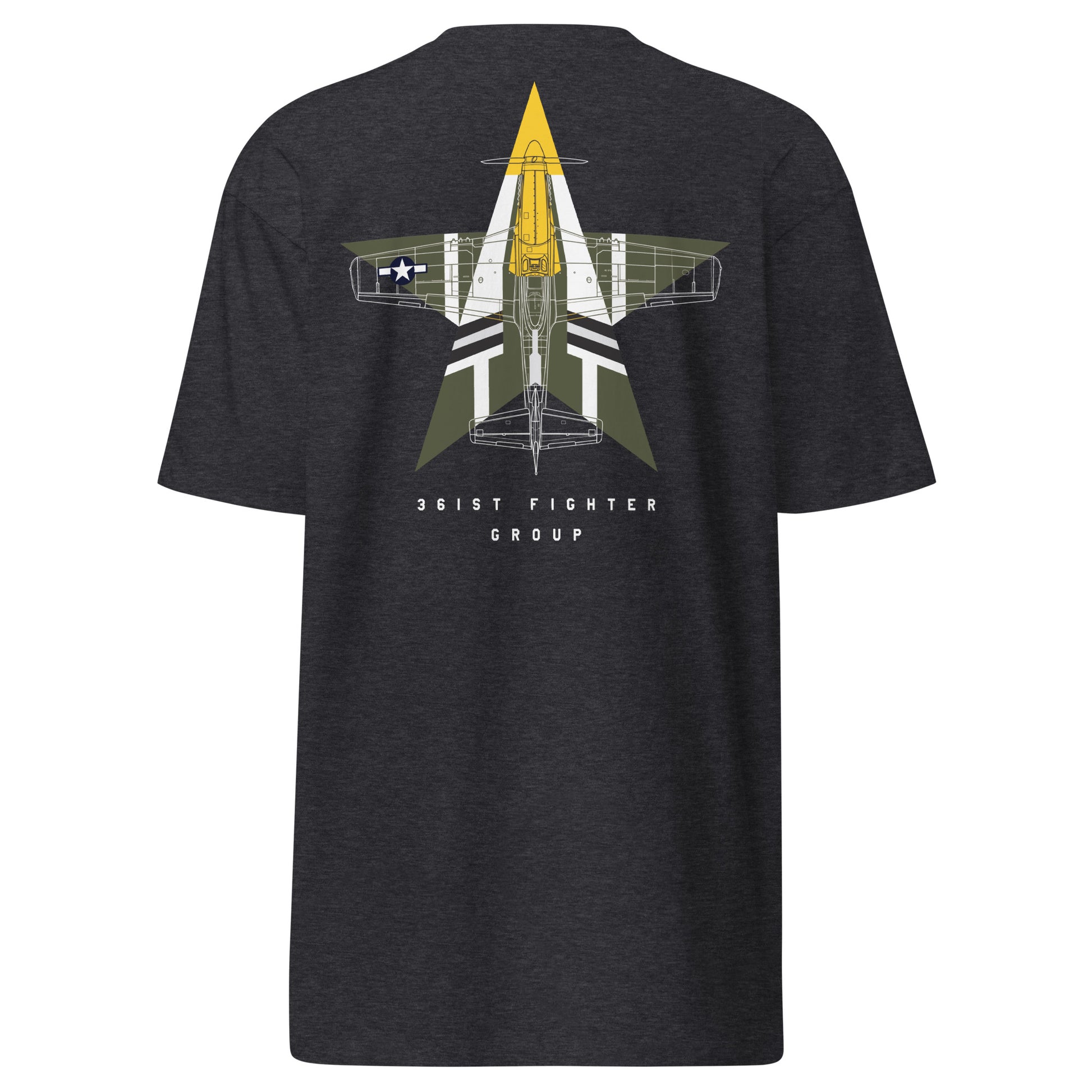 NORTH AMERICAN P-51D MUSTANG - 'FEROCIOUS FRANKIE' — hand-drawn artwork printed on premium T-shirt.