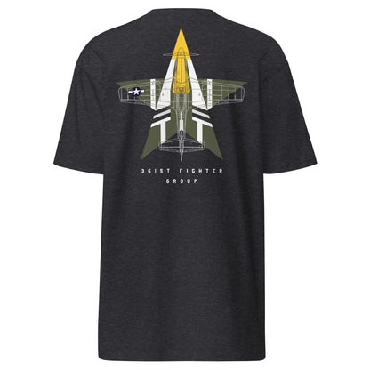 NORTH AMERICAN P-51D MUSTANG - 'FEROCIOUS FRANKIE' — hand-drawn artwork printed on premium T-shirt.
