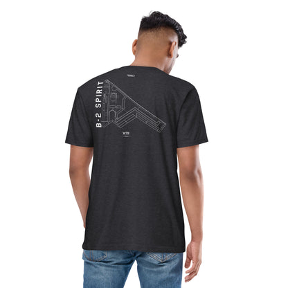 NORTHROP GRUMMAN B-2 SPIRIT — hand-drawn STEALTH BOMBER artwork printed on heavyweight T-shirt.