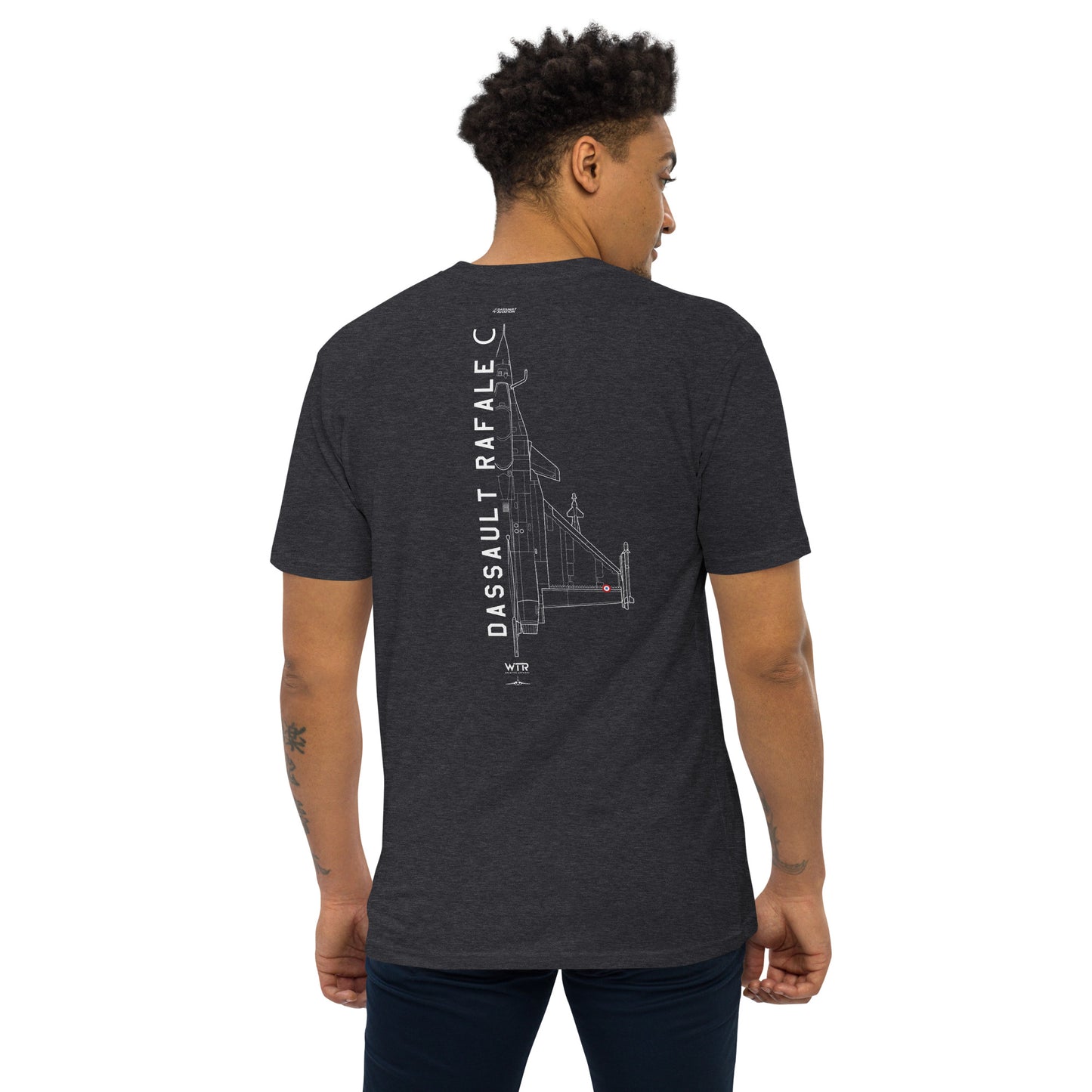 DASSAULT RAFALE C - AIR SUPREMACY — hand-drawn artwork printed on heavyweight T-shirt; RAF.
