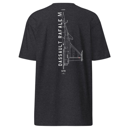 DASSAULT RAFALE M (MARINE NATIONALE) - CARRIER FIGHTER — hand-drawn HEAVYWEIGHT T-SHIRT. artwork.; RAF