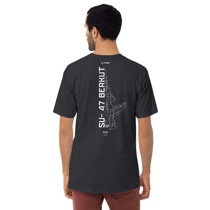 SUKHOI SU-47 BERKUT GOLDEN EAGLE — hand-drawn artwork printed on heavyweight T-shirt.