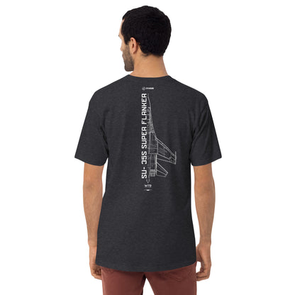 SUKHOI SU-35S SUPER FLANKER — hand-drawn artwork printed on heavyweight T-shirt.