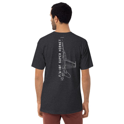 BOEING F/A-18F SUPER HORNET — hand-drawn schematic artwork printed on heavyweight T-shirt.