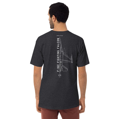 GENERAL DYNAMICS F-16C FIGHTING FALCON BLOCK 52 — hand-drawn artwork printed on heavyweight T-shirt.