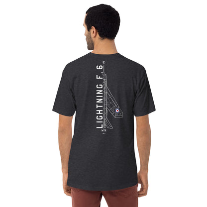 ENGLISH ELECTRIC LIGHTNING F.6 — hand-drawn interceptor artwork printed on heavyweight T-shirt.