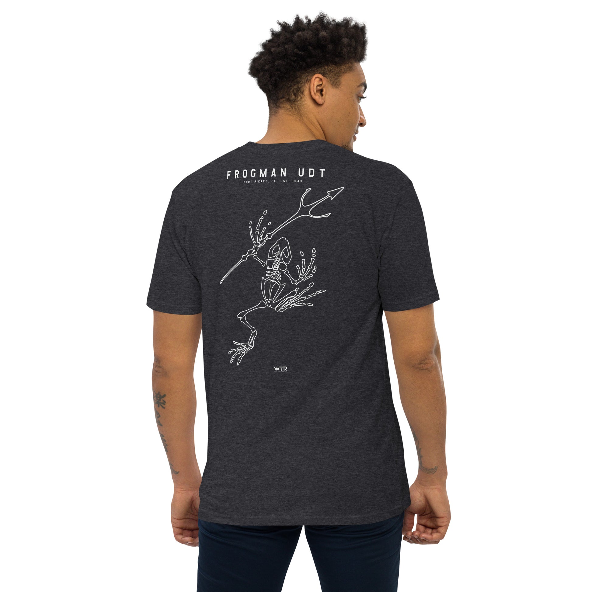 US NAVY UNDERWATER DEMOLITION TEAM UDT - FROGMAN — hand-drawn artwork printed on heavyweight T-shirt; US Navy.