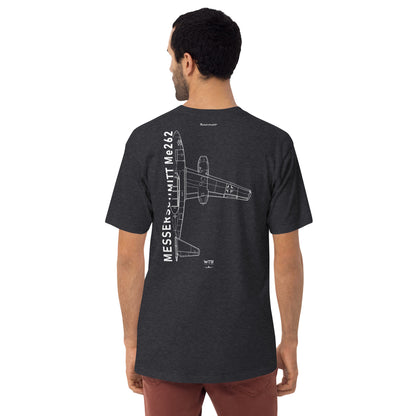 MESSERSCHMITT ME-262 JET FIGHTER — hand-drawn schematic artwork printed on heavyweight T-shirt.