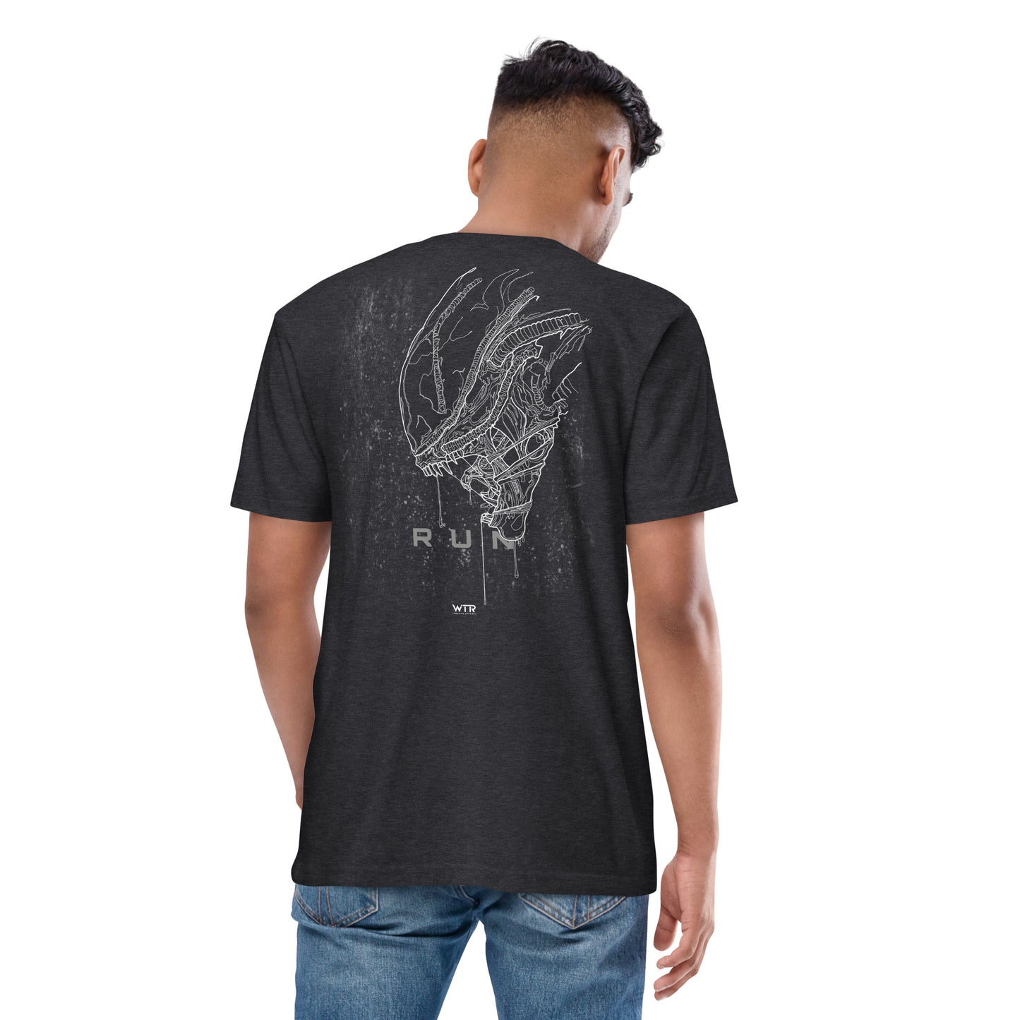 Hand-drawn schematic of the ALIEN XENOMORPH printed on a heavyweight T-shirt.