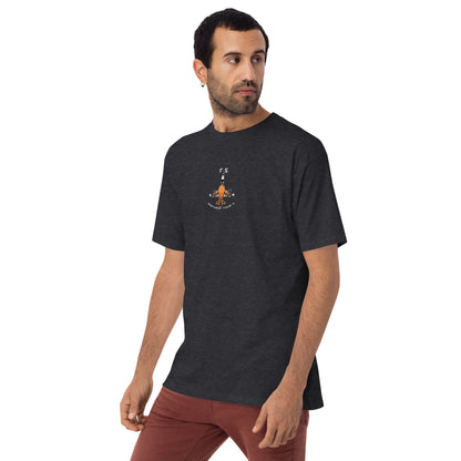 Hand-drawn technical schematic of the Northrop F-5E Tiger II Cold War fighter jet printed on a premium t-shirt.