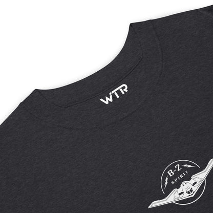 NORTHROP GRUMMAN B-2 SPIRIT — hand-drawn STEALTH BOMBER artwork printed on heavyweight T-shirt.