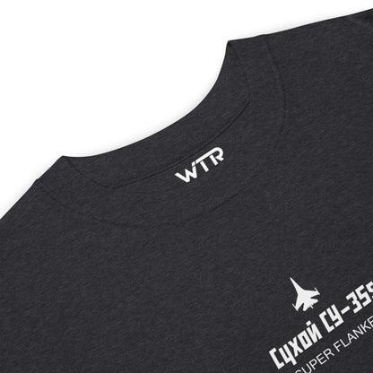 SUKHOI SU-35S SUPER FLANKER — hand-drawn artwork printed on heavyweight T-shirt.