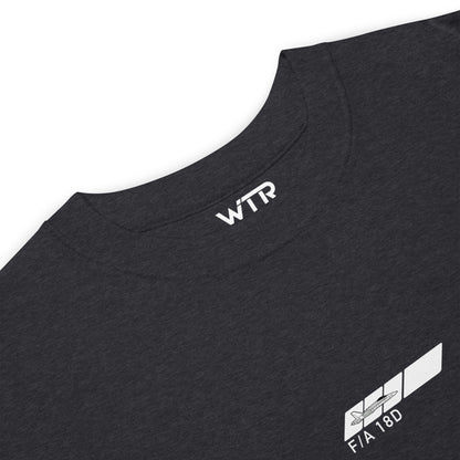 MCDONNELL DOUGLAS F/A-18D HORNET — hand-drawn schematic artwork printed on heavyweight T-shirt.