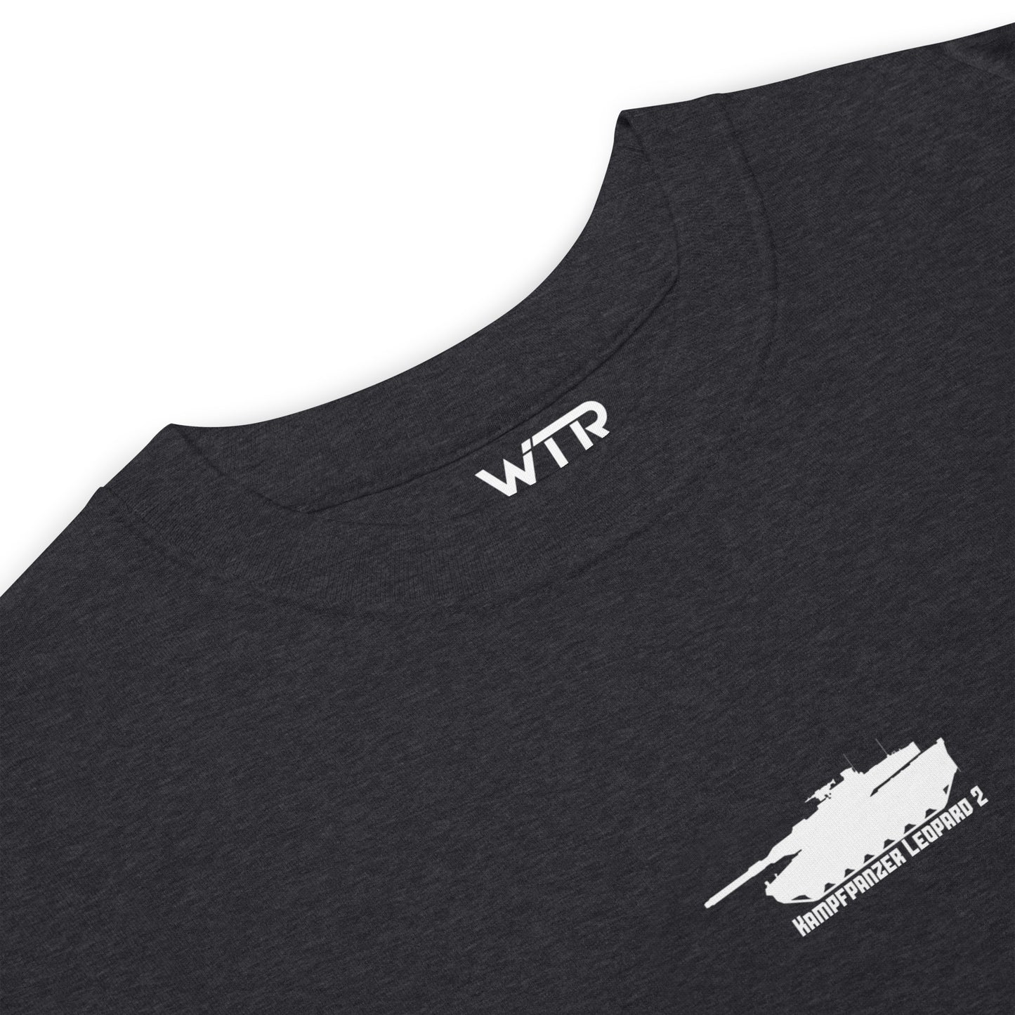 KRAUSS-MAFFEI LEOPARD 2 A7V TANK — hand-drawn artwork printed on heavyweight T-shirt.