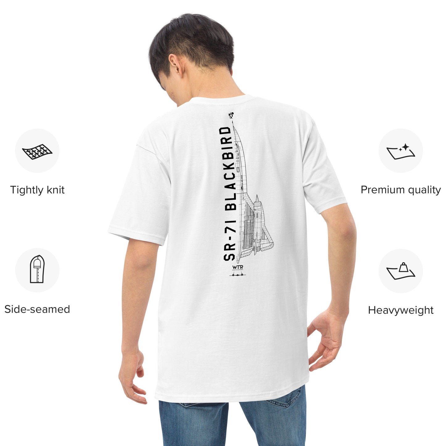 Lockheed Martin SR-71 Blackbird Hand-Drawn White T-Shirt