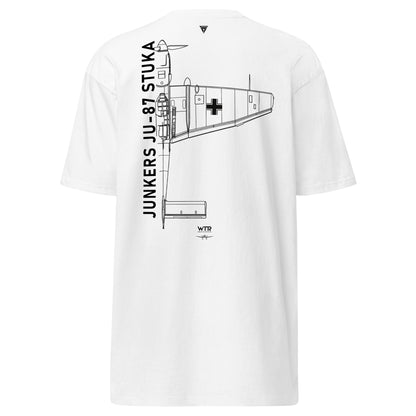 Junkers JU-87 Stuka Dive Bomber Hand-Drawn White T-Shirt