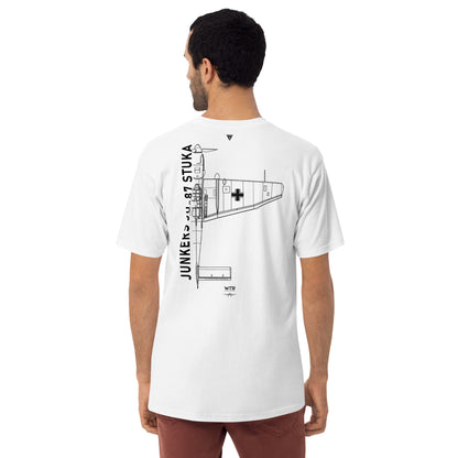 Junkers JU-87 Stuka Dive Bomber Hand-Drawn White T-Shirt