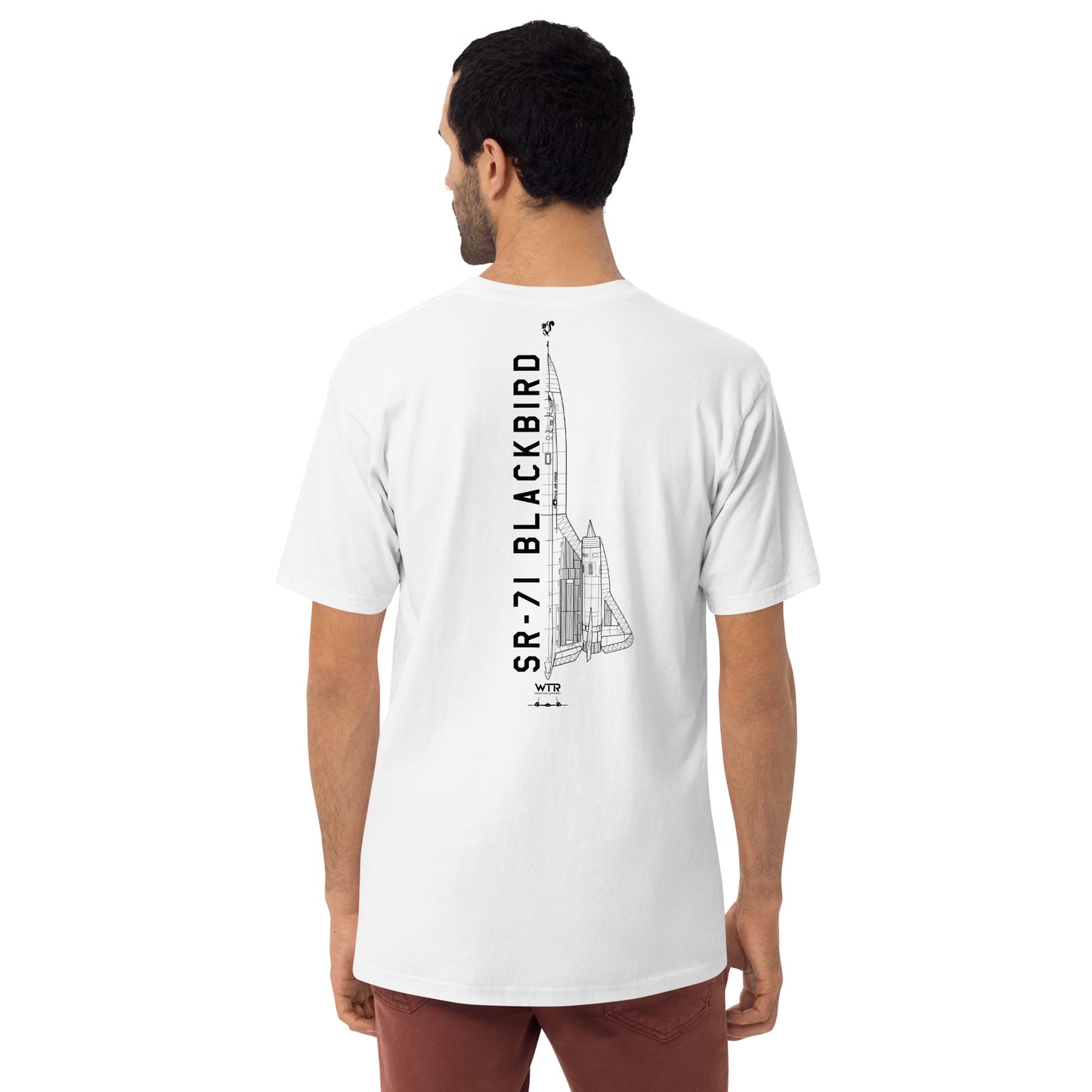 Lockheed Martin SR-71 Blackbird Hand-Drawn White T-Shirt