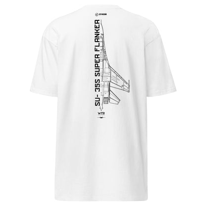 Sukhoi SU-35S Super Flanker Hand-Drawn White T-Shirt
