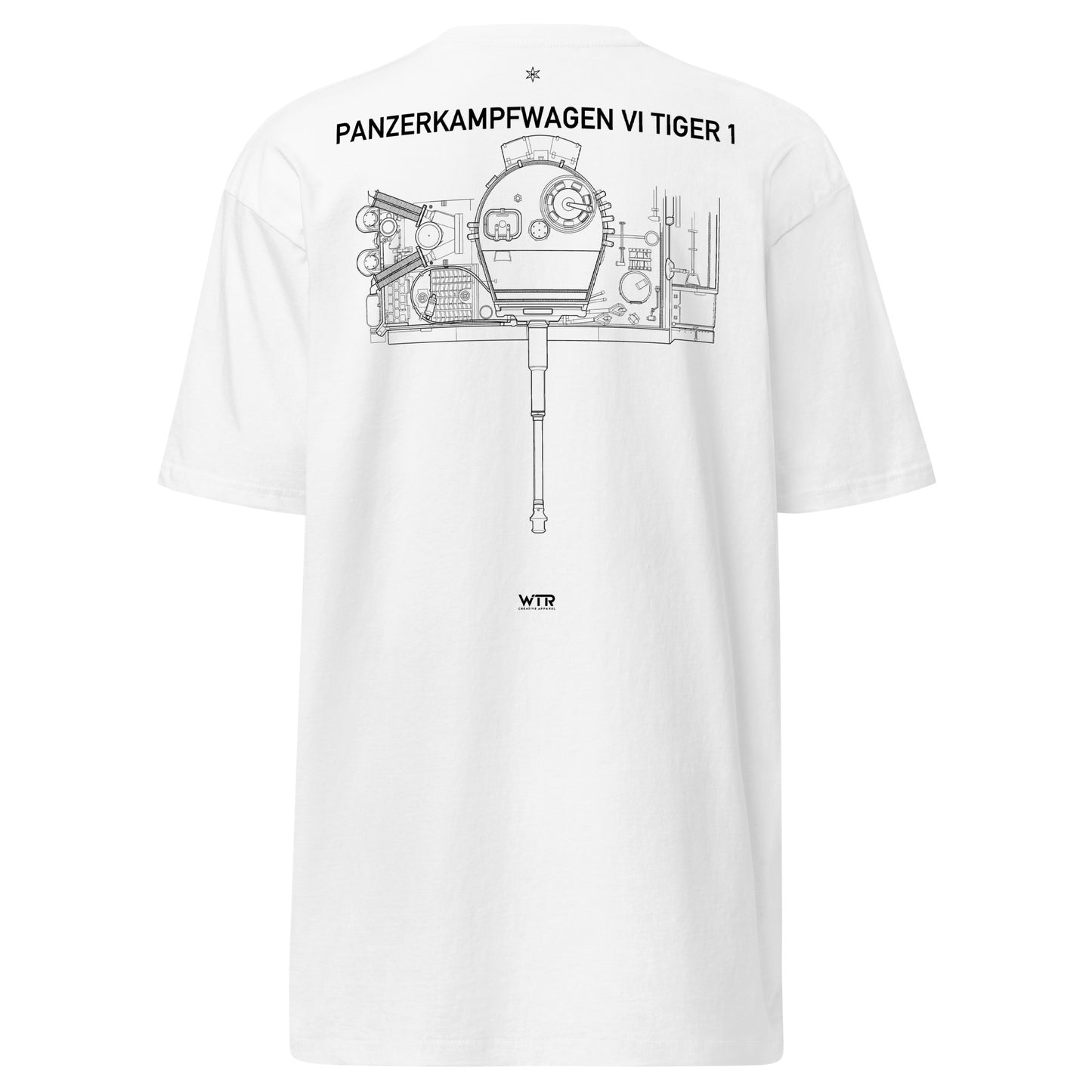 Tiger 1 Tank WWII Hand-Drawn Schematic Heavyweight White T-Shirt
