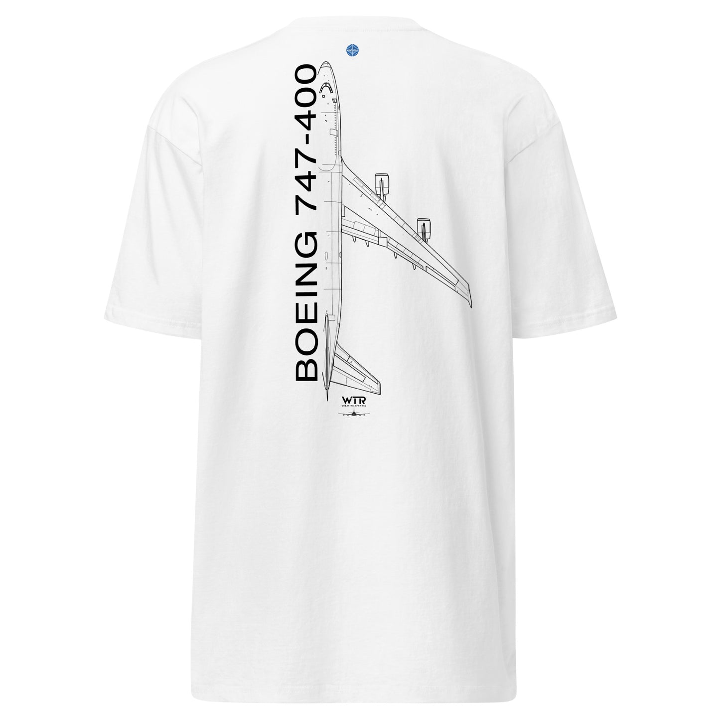 Boeing 747-400 Panam Variant Hand-Drawn White T-Shirt