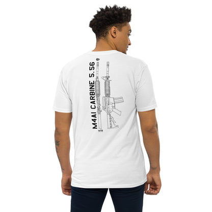 Colt M4A1 5.56 NATO Rifle US Infantry Hand-Drawn Schematic White T-Shirt