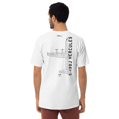 Lockheed Martin C-130j Hercules Hand-drawn Heavyweight White T-shirt.