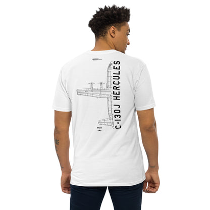 Lockheed Martin C-130j Hercules Hand-drawn Heavyweight White T-shirt.
