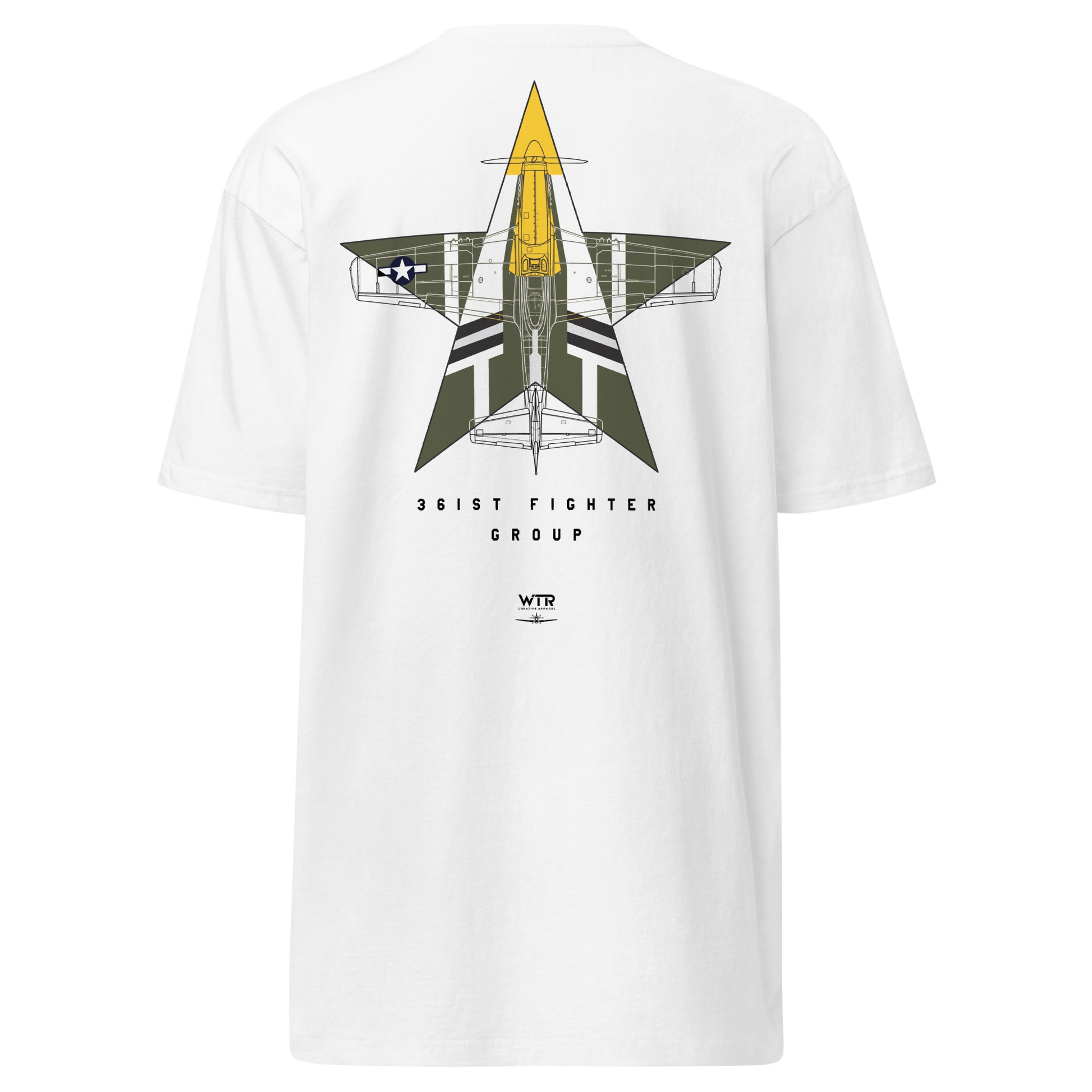 NORTH AMERICAN P-51D MUSTANG - 'FEROCIOUS FRANKIE' — hand-drawn artwork printed on premium T-shirt.