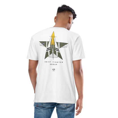 NORTH AMERICAN P-51D MUSTANG - 'FEROCIOUS FRANKIE' — hand-drawn artwork printed on premium T-shirt.