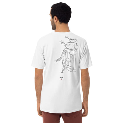 Hand-drawn schematic of the COCCINELLA SEPTEMPUNCTATA LADYBIRD printed on a heavyweight T-shirt.