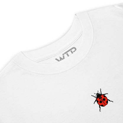 Coccinella septempunctata Ladybird Hand-Drawn Schematic White T-Shirt