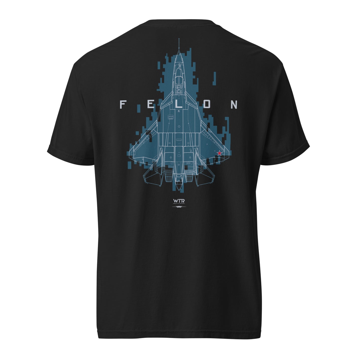 Sukhoi Su-57 T-50 Felon Camouflage Design Schematic - Standard Black T-shirt.