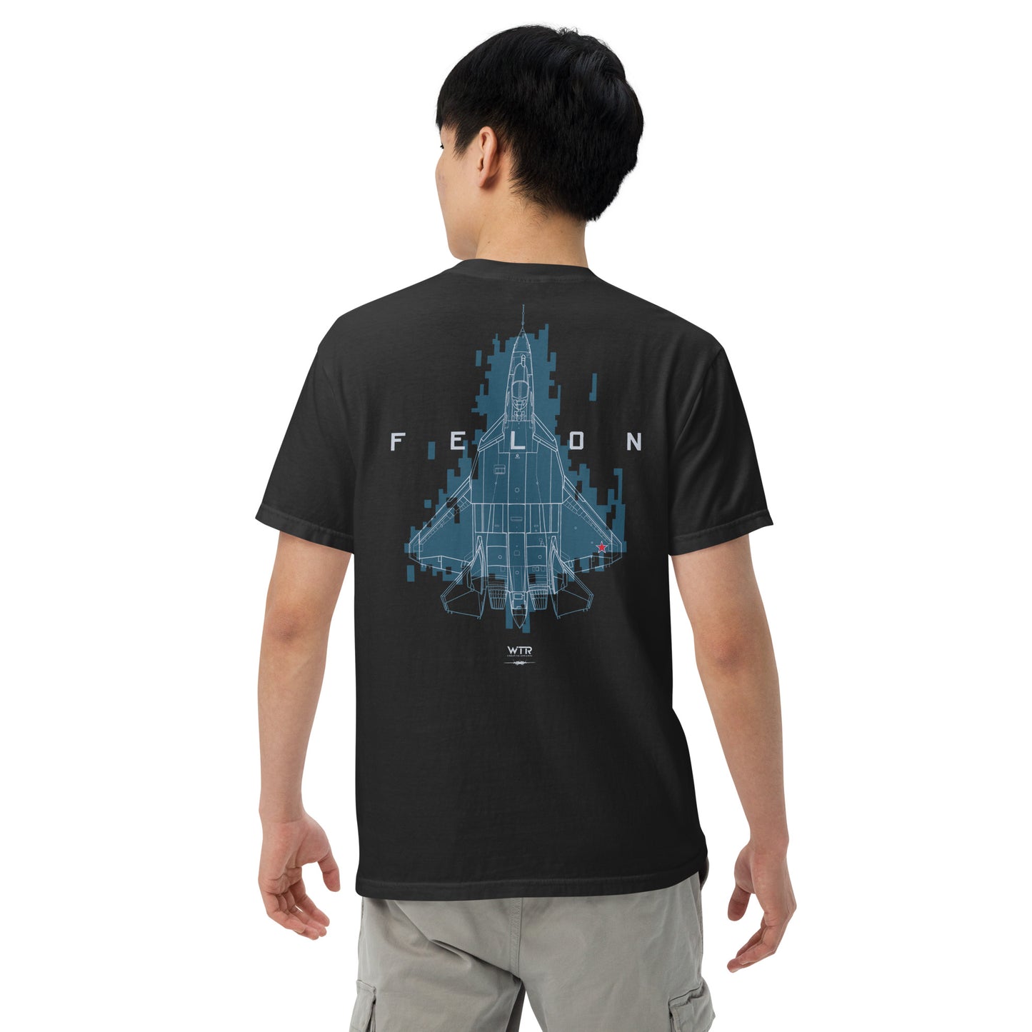 Sukhoi Su-57 T-50 Felon Camouflage Design Schematic - Standard Black T-shirt.