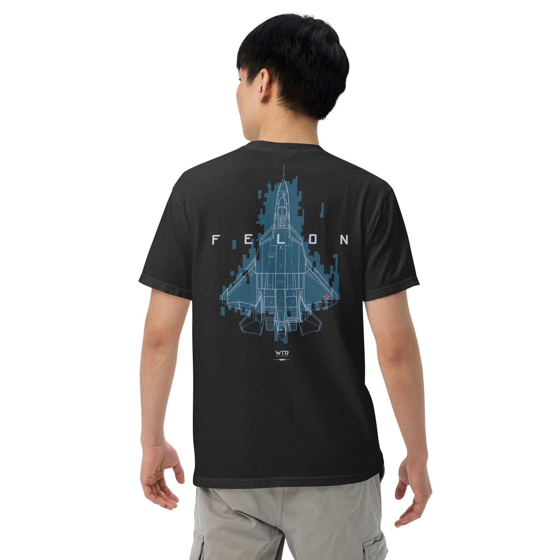 Sukhoi Su-57 T-50 Felon Camouflage Design Schematic - Standard Black T-shirt.