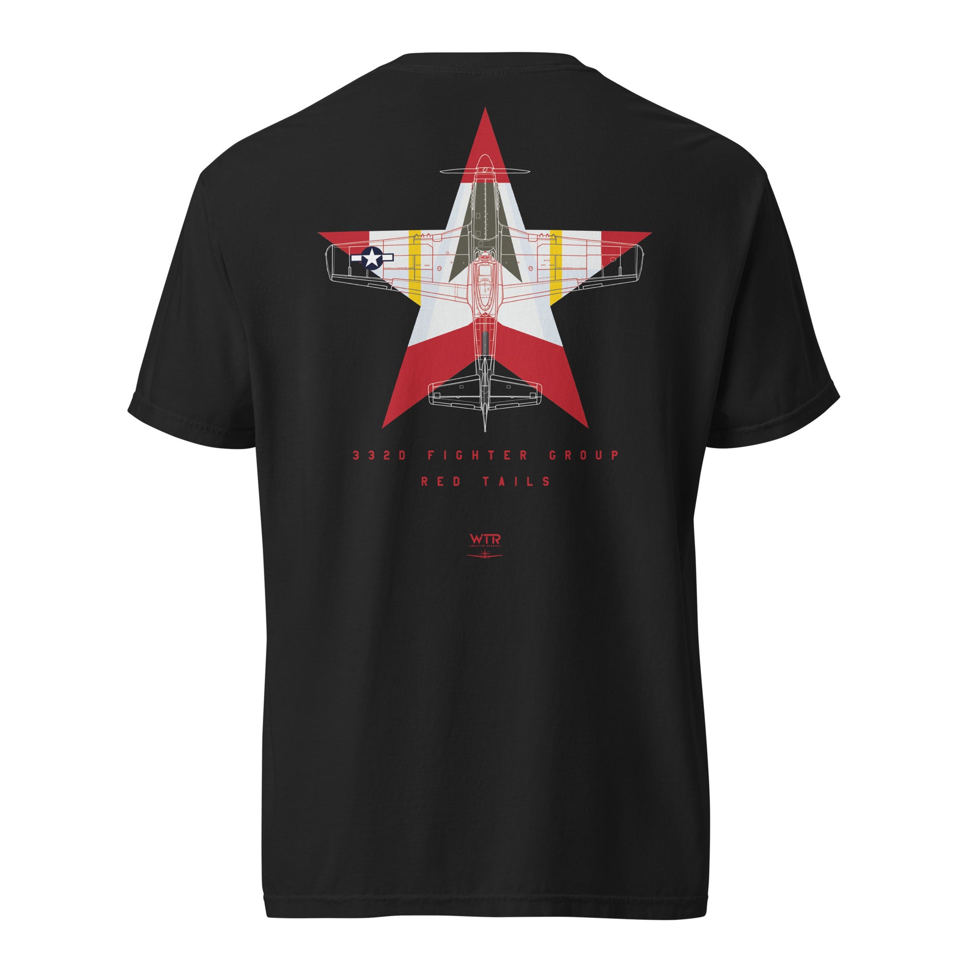 NORTH AMERICAN P-51D MUSTANG - 332ND EXPEDITIONARY OPERATIONS GROUP LIVERY EDITION (RED TAILS) — hand-drawn artwork printed on standard T-shirt; special livery.